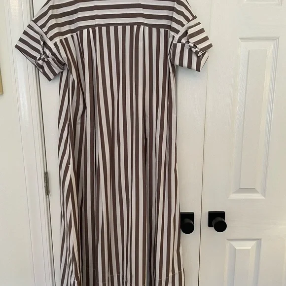 Banana Republic Chocolate and White Striped Midi Dress - Picture 3 of 3